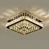 3-Layer Square Crystal LED Semi-Flush Mount Fixture Image - 8