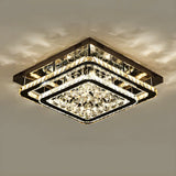 3-Layer Square Crystal LED Semi-Flush Mount Fixture Image - 9