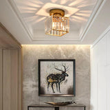  Modern Square Crystal Semi Flush Mount Ceiling Light Image - 1