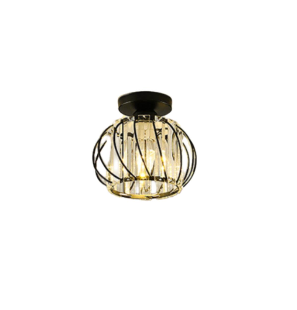  Modern Square Crystal Semi Flush Mount Ceiling Light Image - 3