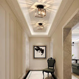  Modern Square Crystal Semi Flush Mount Ceiling Light Image - 5