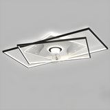 Modern Square Geometric 7 Blade Flush Ceiling Fan Light Image - 11