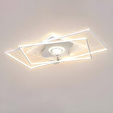 Modern Square Geometric 7 Blade Flush Ceiling Fan Light Image - 15