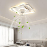 Modern Square Geometric 7 Blade Flush Ceiling Fan Light Image - 23