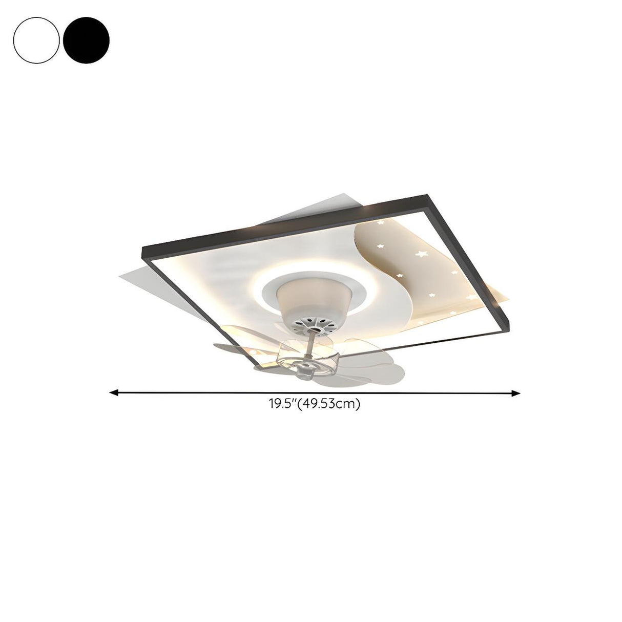 Modern Square Geometric 7 Blade Flush Ceiling Fan Light 