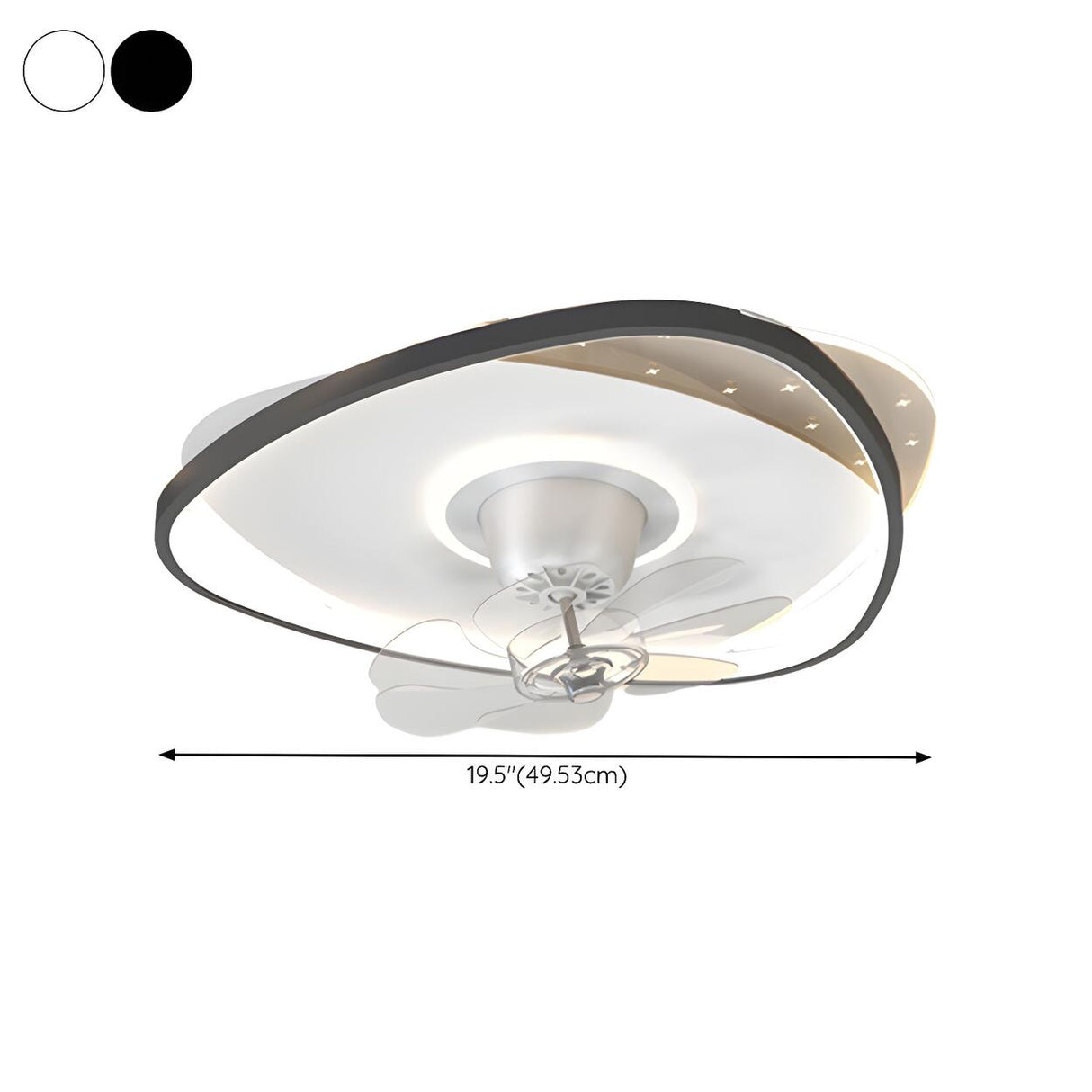 Modern Square Geometric 7 Blade Flush Ceiling Fan Light Image - 26