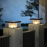 Modern Square Glass Solar Outdoor LED Post Table Lamp Image - 1