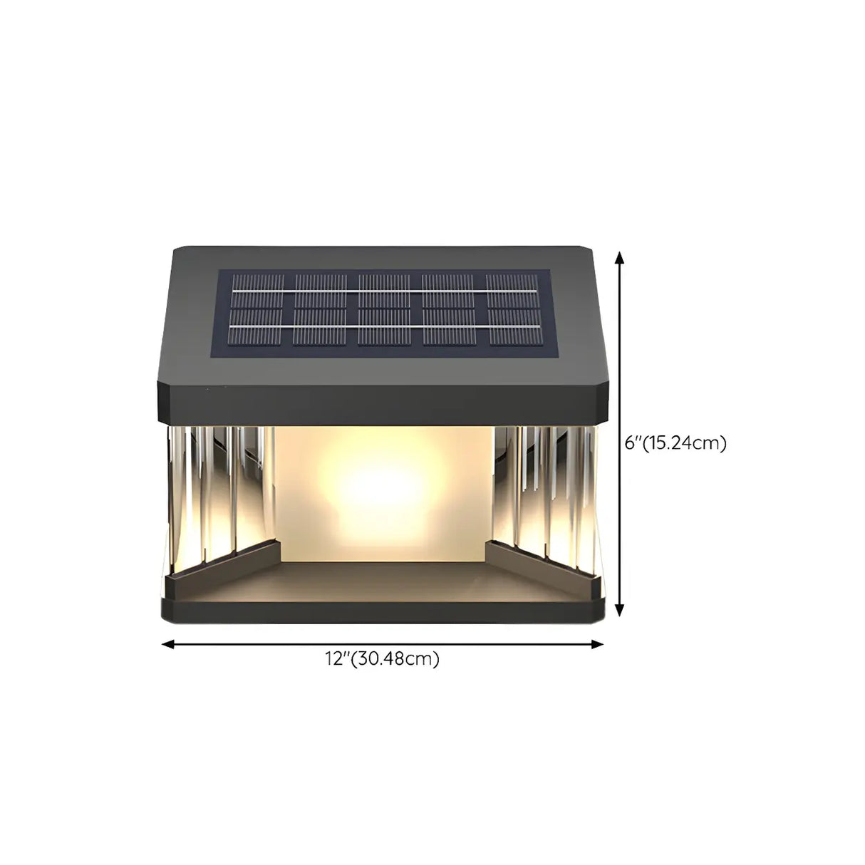 Modern Square Glass Solar Outdoor LED Post Table Lamp Image - 10