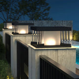 Modern Square Glass Solar Outdoor LED Post Table Lamp Image - 4