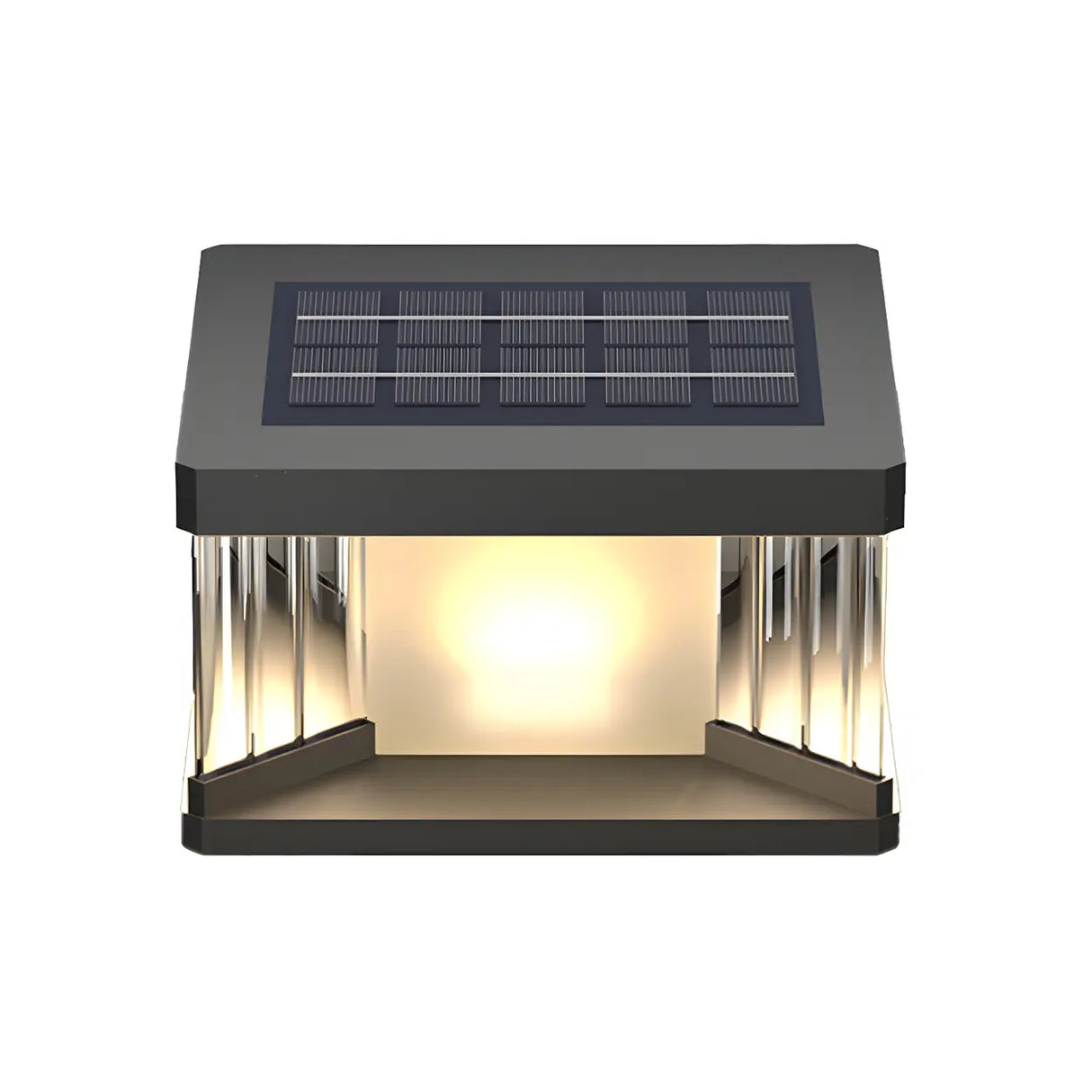 Modern Square Glass Solar Outdoor LED Post Table Lamp Image - 5