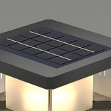 Modern Square Glass Solar Outdoor LED Post Table Lamp Image - 7