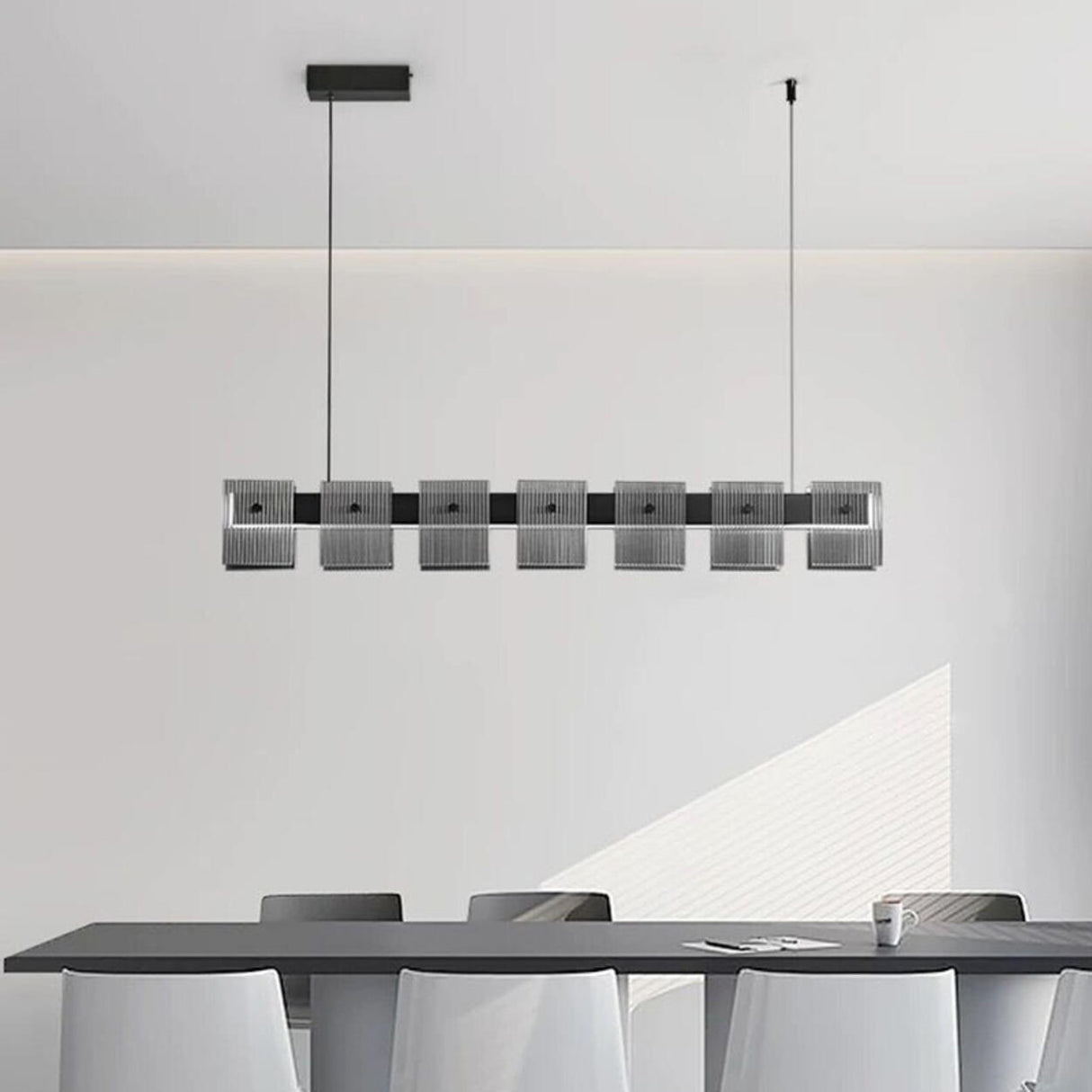 Modern Square Grid Design Linear Island Ceiling Light Image - 1