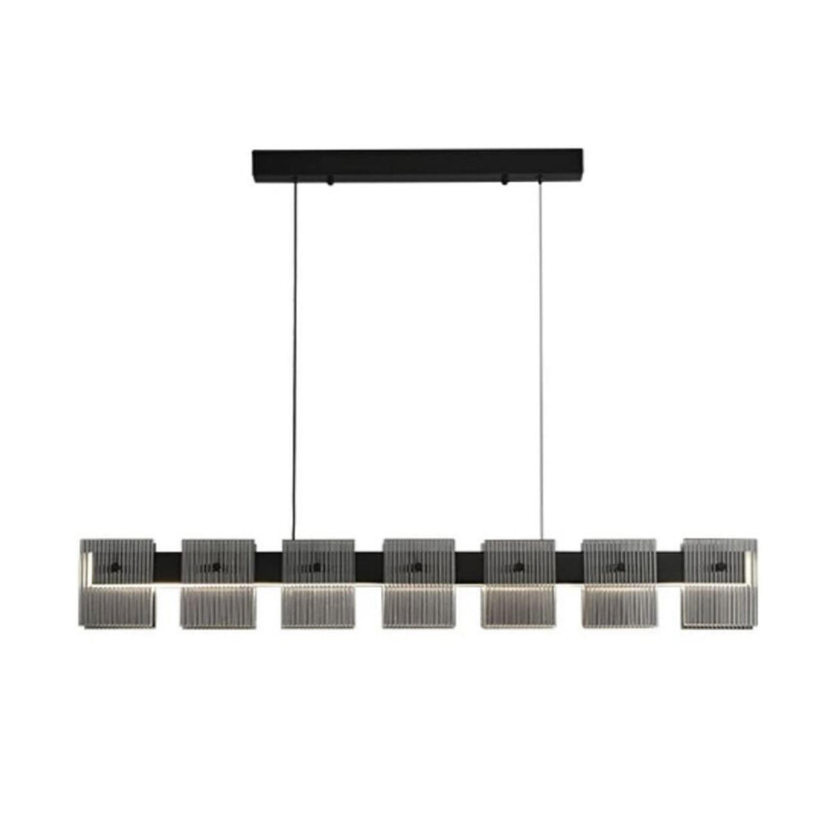 Modern Square Grid Design Linear Island Ceiling Light Image - 2