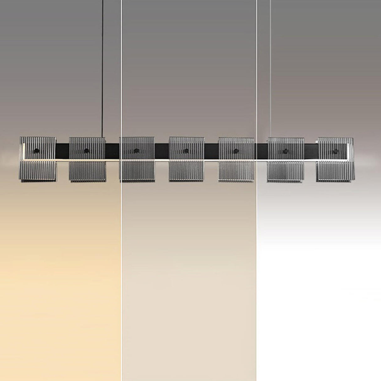 Modern Square Grid Design Linear Island Ceiling Light Image - 9