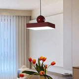 Modern Square LED Red Pendant Light Third Gear Image - 1