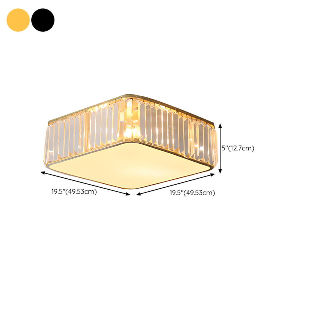 Modern Square Metal Crystal LED Flush Mount Light 