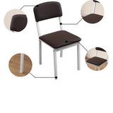 Modern Square Metal Office Stool Chair Black White Compact Image - 6