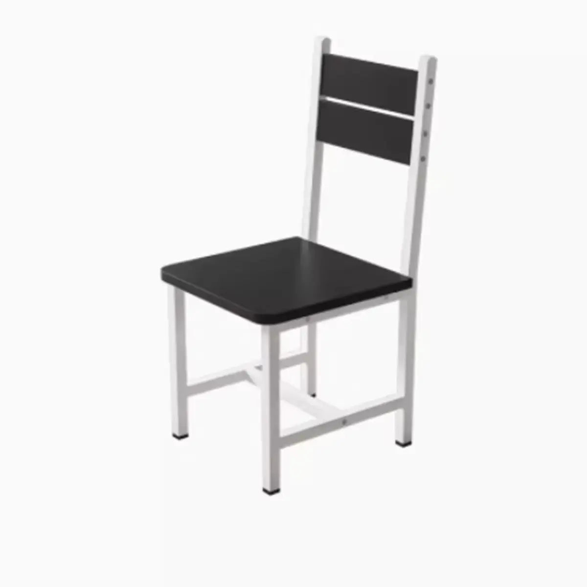 Modern Square Metal Office Stool Chair Black White Compact Image - 7