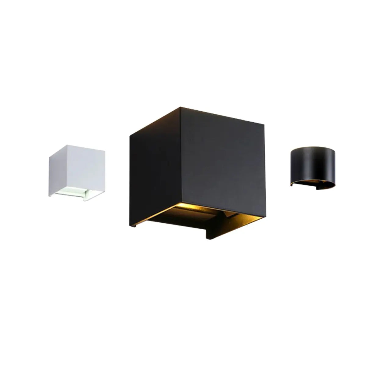 Modern Square Metal Outdoor 2 Bulbs Wall Light Black Image - 7