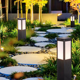 Modern Square Metal Outdoor Garden Post Table Lamp Image - 1