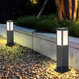 Modern Square Metal Outdoor Garden Post Table Lamp Image - 3