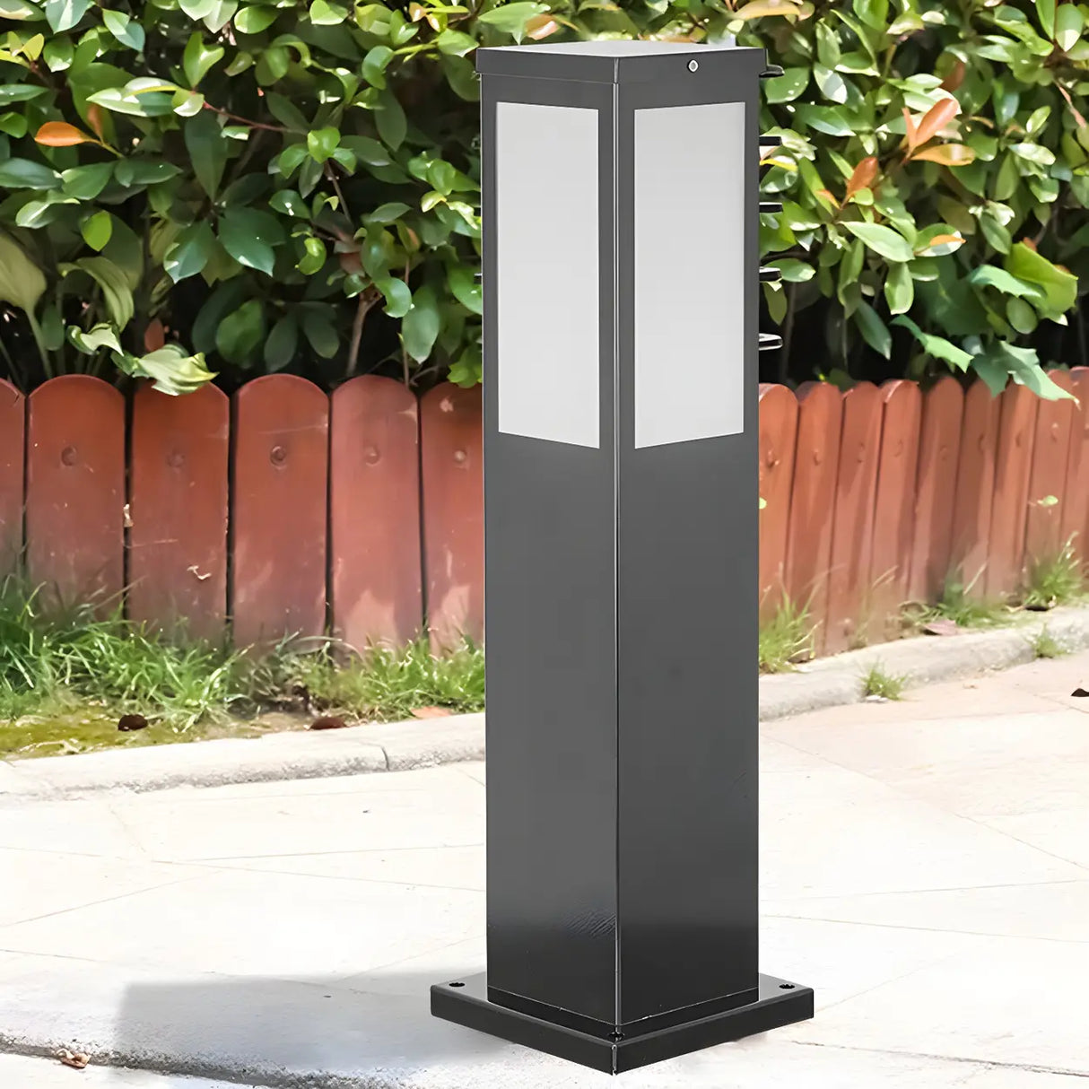 Modern Square Metal Outdoor Garden Post Table Lamp Image - 9