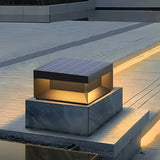 Modern Square Metal Outdoor Pathway Post Light Black Image - 12