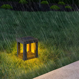 Modern Square Metal Outdoor Post Black Table Lamp Image - 10