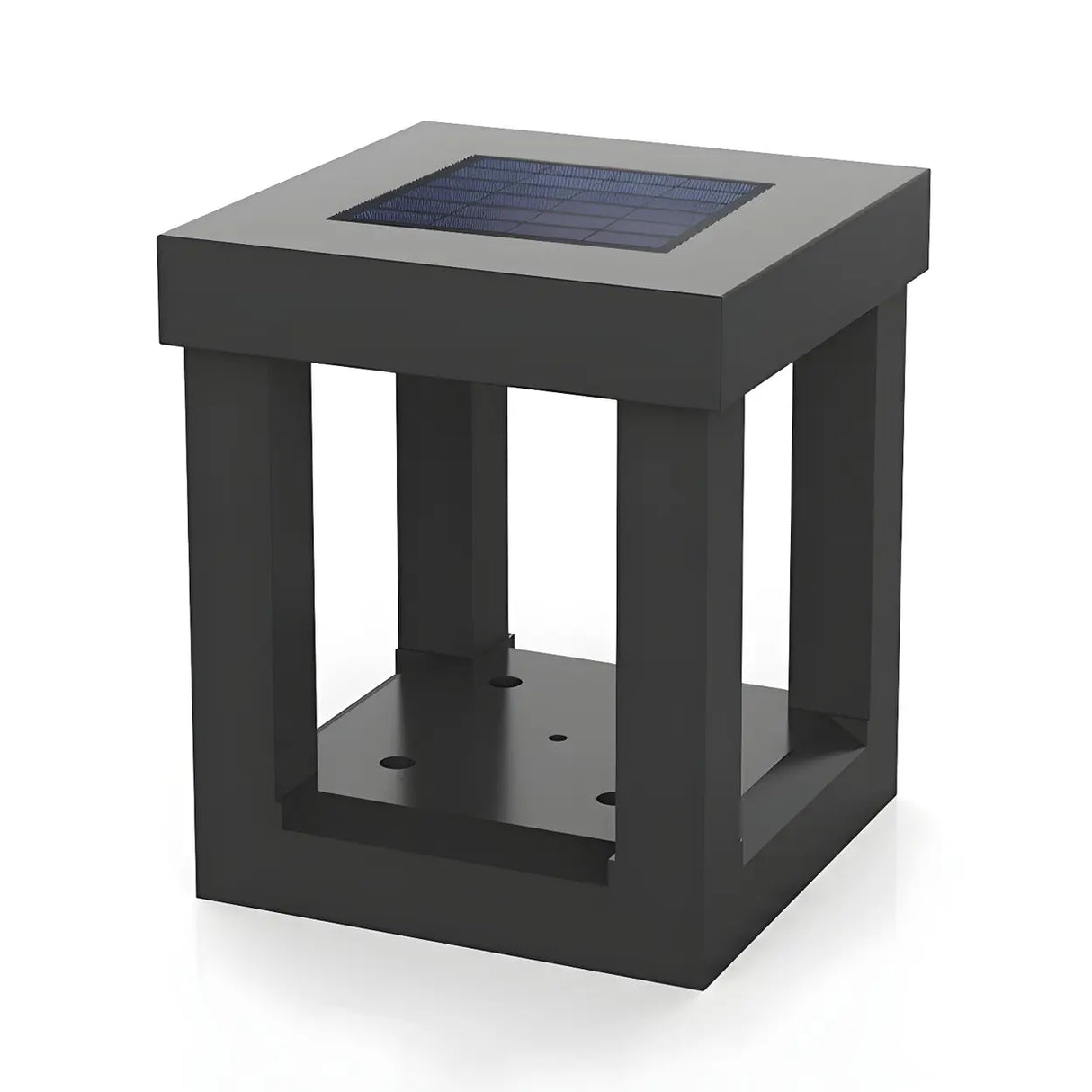 Modern Square Metal Outdoor Post Black Table Lamp Image - 6