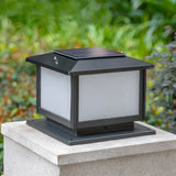 Modern Square Metal Outdoor Solar Lantern Post Light Image - 1