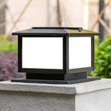 Modern Square Metal Outdoor Solar Lantern Post Light Image - 13