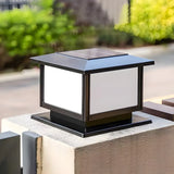 Modern Square Metal Outdoor Solar Lantern Post Light Image - 15