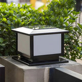 Modern Square Metal Outdoor Solar Lantern Post Light Image - 17