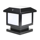 Modern Square Metal Outdoor Solar Lantern Post Light Image - 2