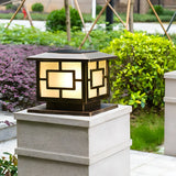 Modern Square Metal Waterproof Outdoor Pillar Lamp Image - 1