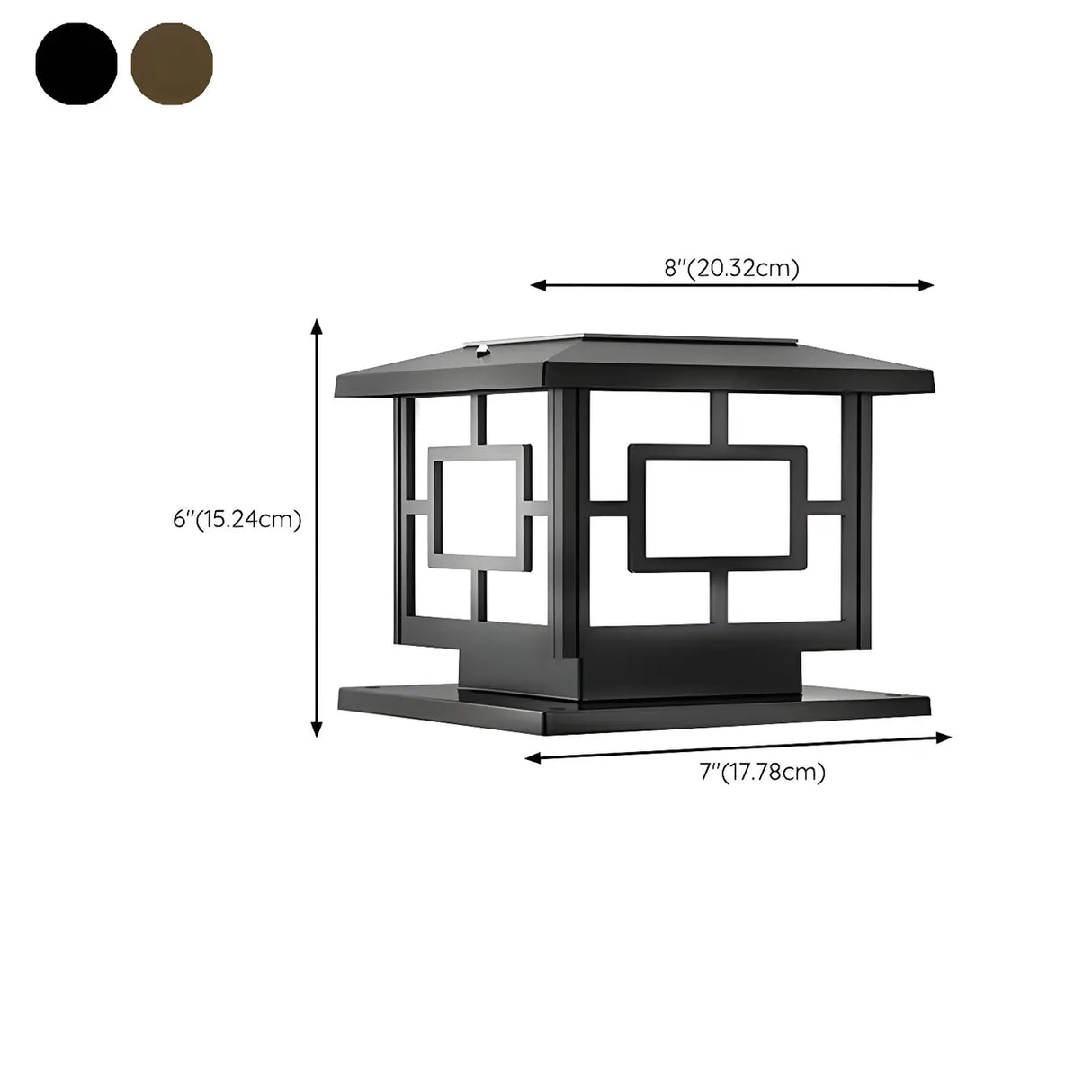 Modern Square Metal Waterproof Outdoor Pillar Lamp 