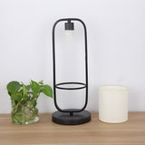 Modern Square Plant Stand Cylindrical Shade Table Lamp Image - 10