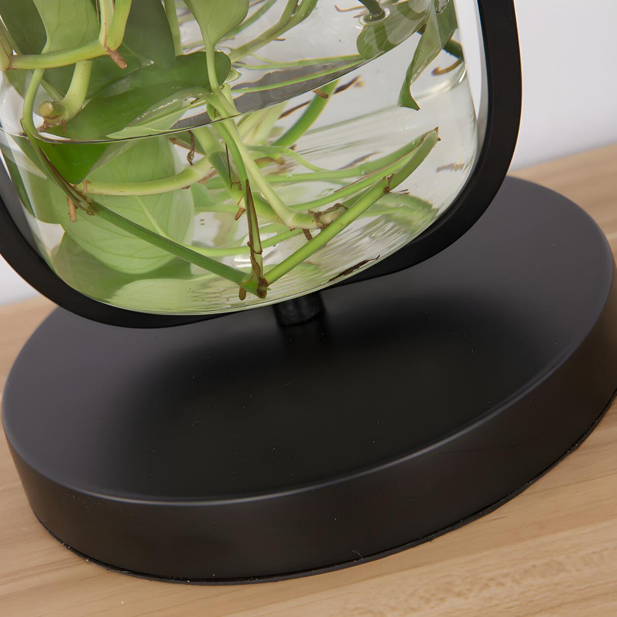 Modern Square Plant Stand Cylindrical Shade Table Lamp Image - 9