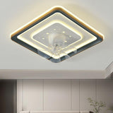 Modern Square Remote Geometric LED Ceiling Fan Light Image - 11