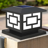 Modern Square Simple Solar Black Outdoor Post Light Image - 1