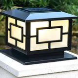 Modern Square Simple Solar Black Outdoor Post Light Image - 16