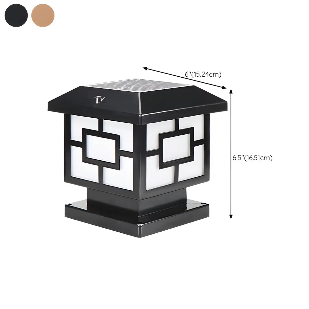 Modern Square Simple Solar Black Outdoor Post Light 