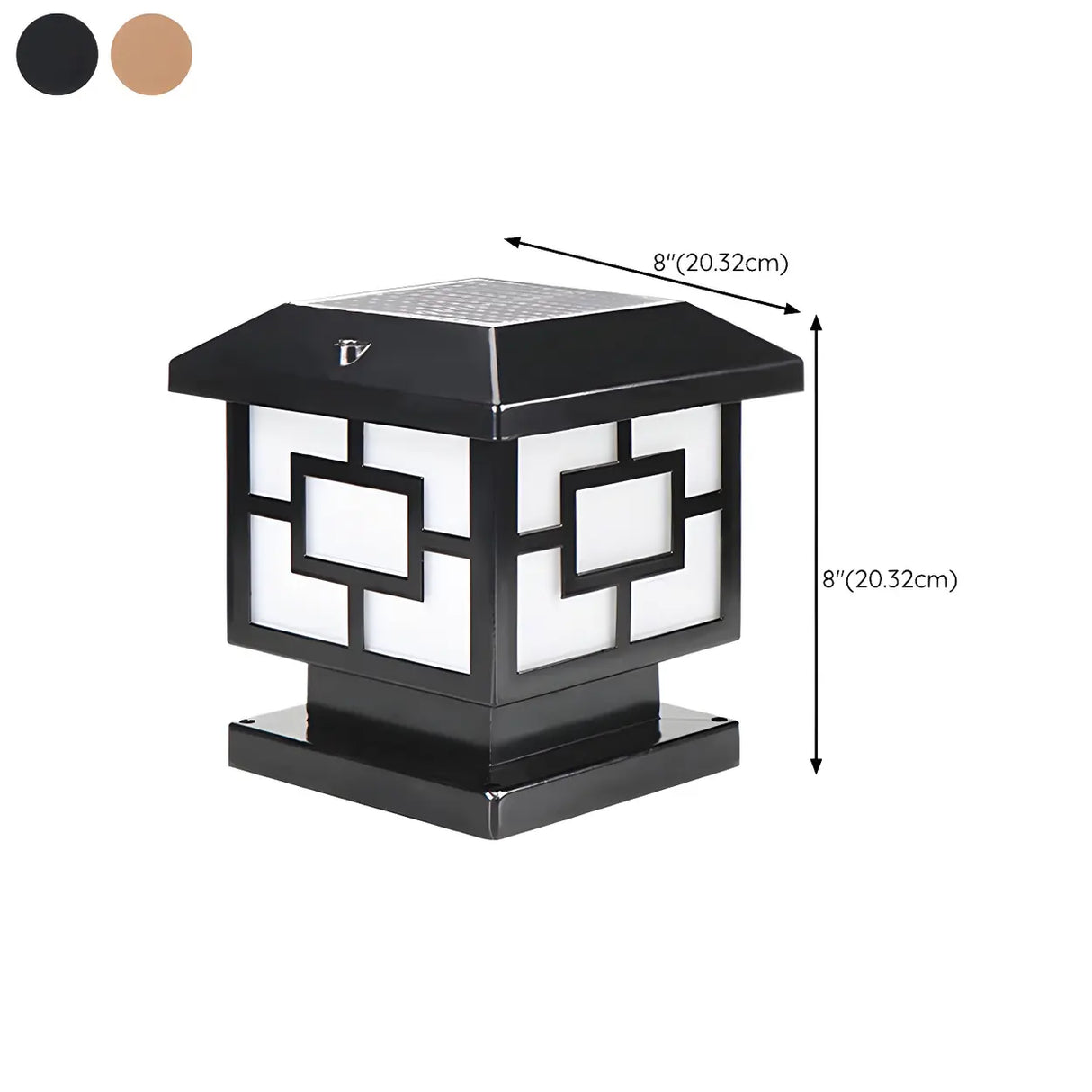 Modern Square Simple Solar Black Outdoor Post Light Image - 21