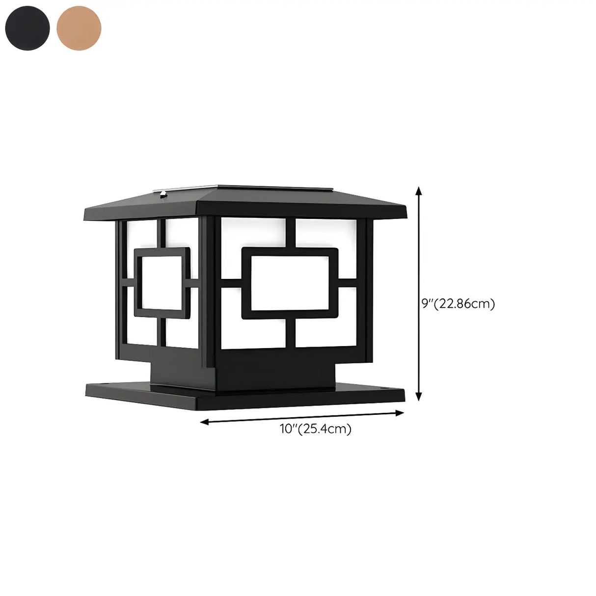 Modern Square Simple Solar Black Outdoor Post Light Image - 22