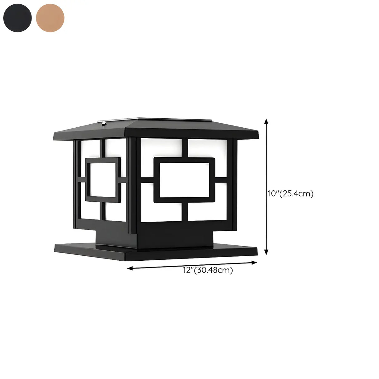 Modern Square Simple Solar Black Outdoor Post Light Image - 23