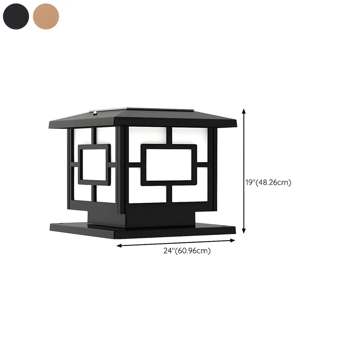 Modern Square Simple Solar Black Outdoor Post Light Image - 26