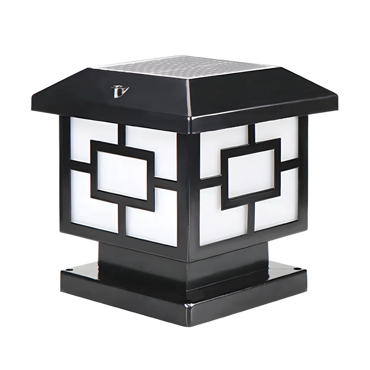 Modern Square Simple Solar Black Outdoor Post Light Image - 5