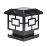 Modern Square Simple Solar Black Outdoor Post Light Image - 5