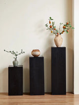 Modern Square Solid Wood Black Brown Floor Plant Stand Image - 17