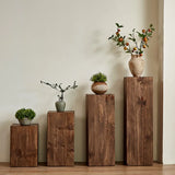 Modern Square Solid Wood Black Brown Floor Plant Stand Image - 20